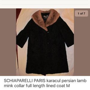 Vintage 50's caracul curly lamb mink collar coat